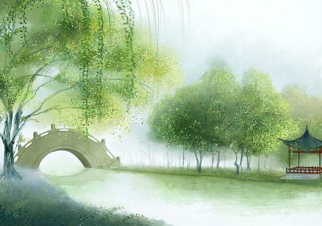 时光染红枫叶，独凭栏醉桥景