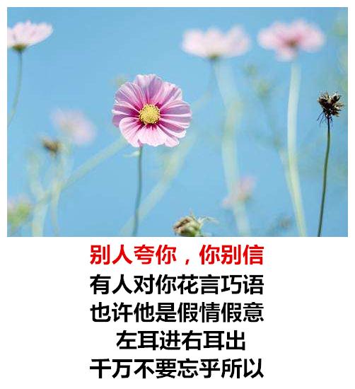 别人骂你，你别听；别人夸你，你别信