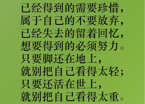 好好地活着，别在乎太多；认真的活着，别奢求太多