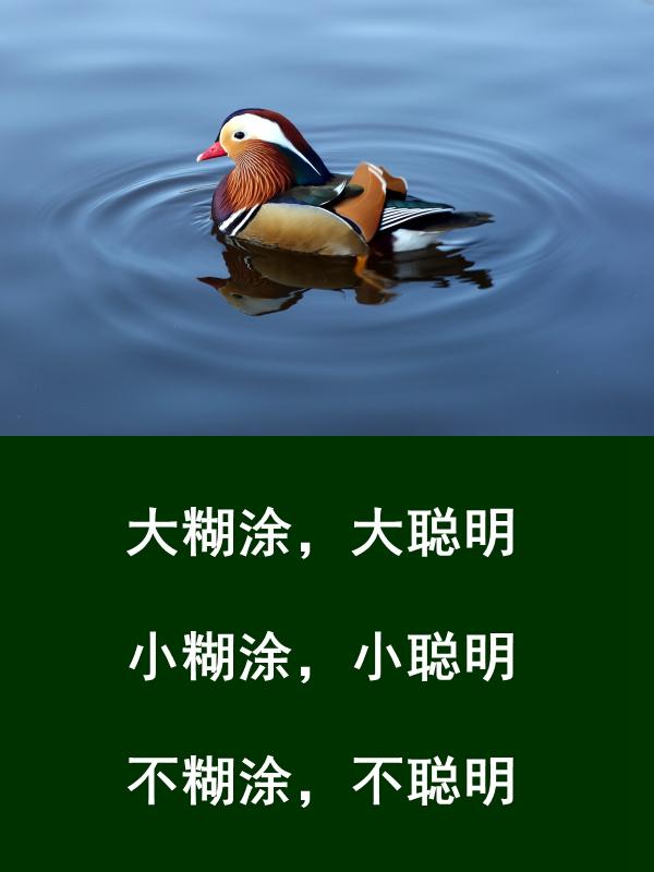 做人，难得糊涂，贵在糊涂，乐在糊涂，成在糊涂，学会糊涂